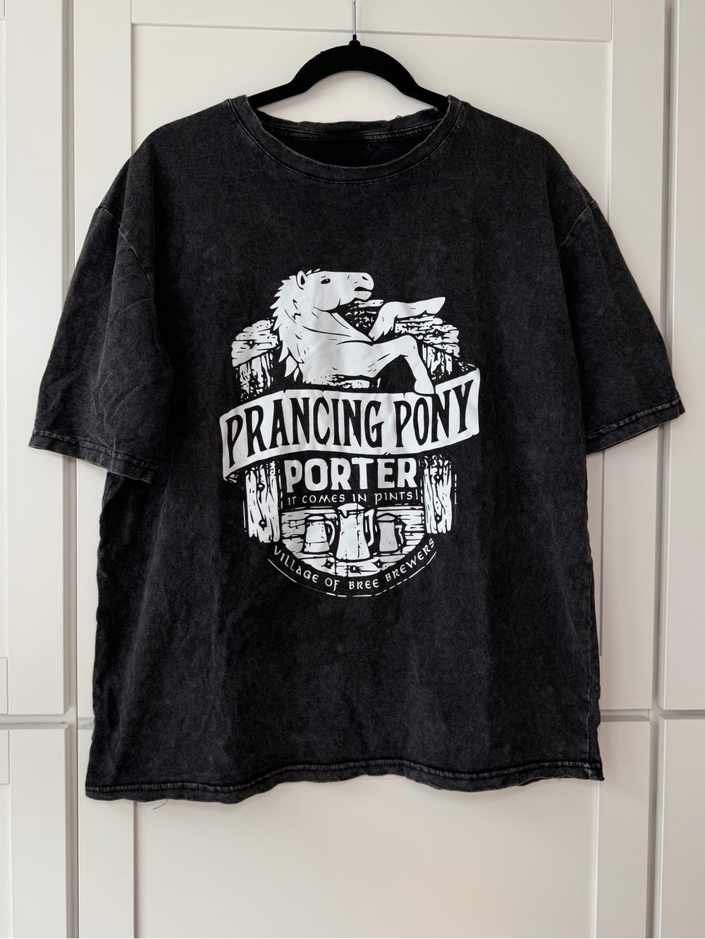 Dancing Pony Porter Graphic Washed Black Oversized Tshirt Grunge Skater Comfy